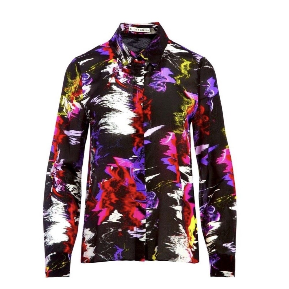 Alice + Olivia WILLA Blouse in Moonstruck Silk Sz S NWT Shirt